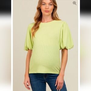 NWOT Lime Ribbed Puff Short Sleeve